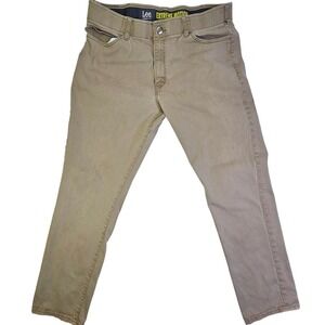 Lee Extreme Motion Mens Straight Fit Tapered Leg Khaki Pants 38x32 Tan Chinos
